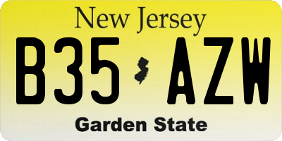 NJ license plate B35AZW