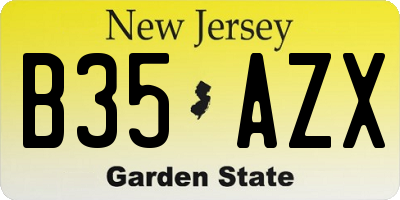 NJ license plate B35AZX
