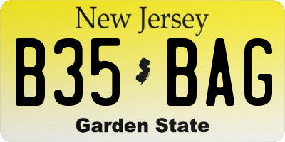 NJ license plate B35BAG