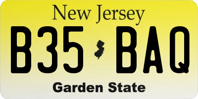 NJ license plate B35BAQ