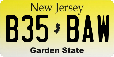 NJ license plate B35BAW