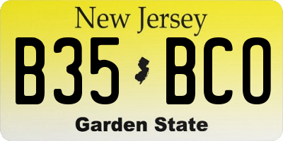 NJ license plate B35BCO