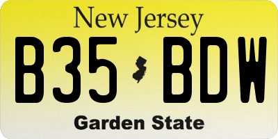 NJ license plate B35BDW