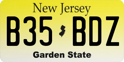 NJ license plate B35BDZ
