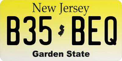 NJ license plate B35BEQ