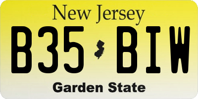 NJ license plate B35BIW