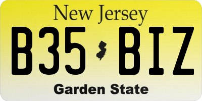 NJ license plate B35BIZ