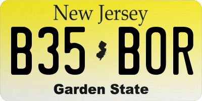 NJ license plate B35BOR