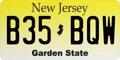 NJ license plate B35BQW