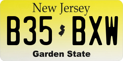 NJ license plate B35BXW