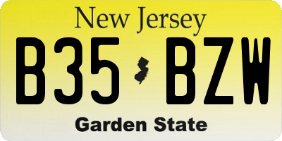 NJ license plate B35BZW