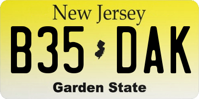 NJ license plate B35DAK