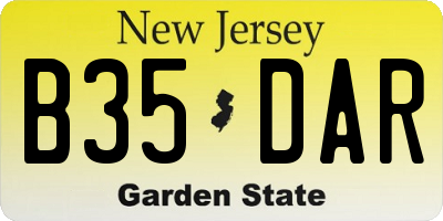 NJ license plate B35DAR