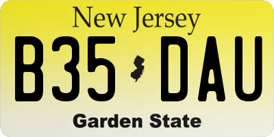 NJ license plate B35DAU