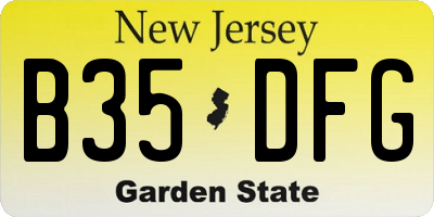 NJ license plate B35DFG