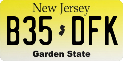 NJ license plate B35DFK
