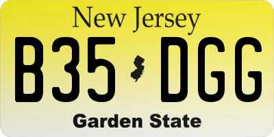NJ license plate B35DGG