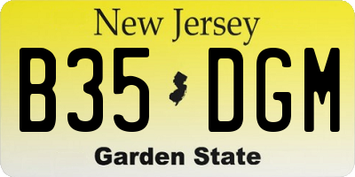 NJ license plate B35DGM