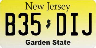 NJ license plate B35DIJ