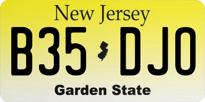 NJ license plate B35DJO