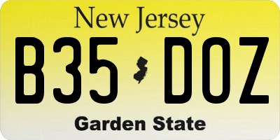 NJ license plate B35DOZ