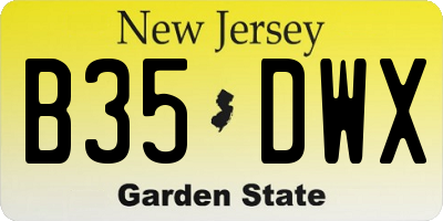 NJ license plate B35DWX