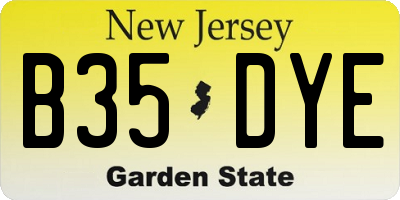 NJ license plate B35DYE