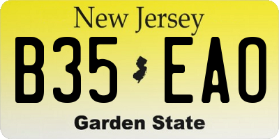 NJ license plate B35EAO
