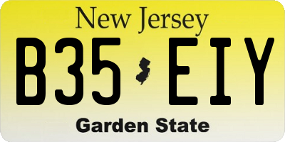 NJ license plate B35EIY