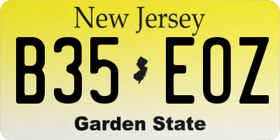 NJ license plate B35EOZ