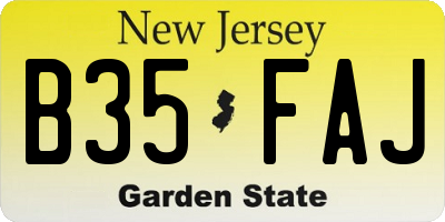 NJ license plate B35FAJ