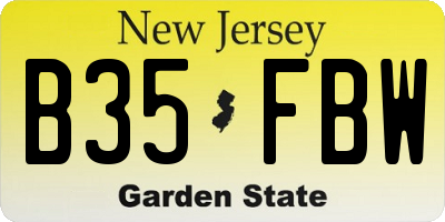 NJ license plate B35FBW