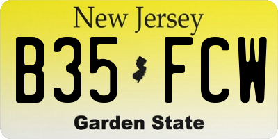 NJ license plate B35FCW