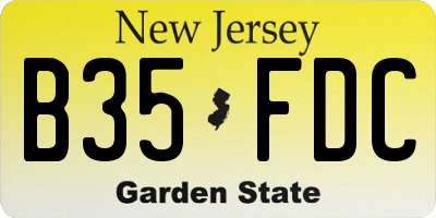 NJ license plate B35FDC
