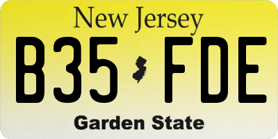 NJ license plate B35FDE