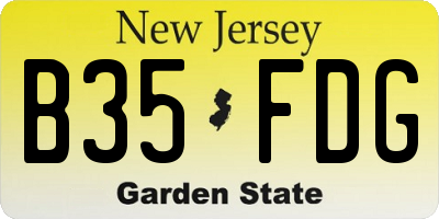 NJ license plate B35FDG