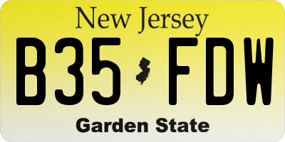 NJ license plate B35FDW