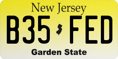 NJ license plate B35FED