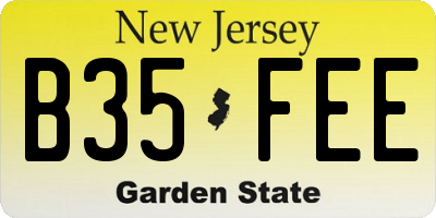 NJ license plate B35FEE