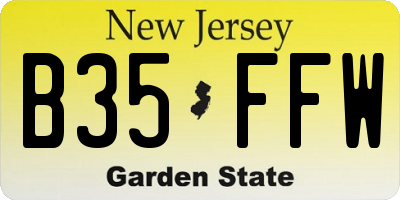 NJ license plate B35FFW