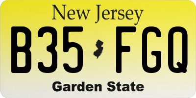 NJ license plate B35FGQ