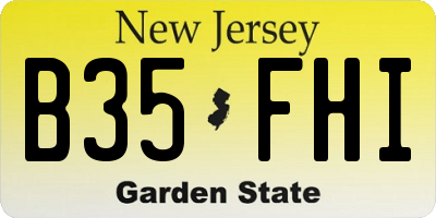 NJ license plate B35FHI