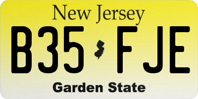 NJ license plate B35FJE