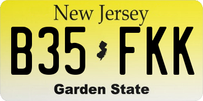 NJ license plate B35FKK