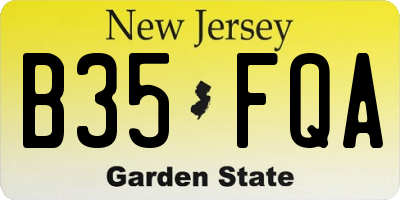 NJ license plate B35FQA