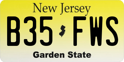 NJ license plate B35FWS