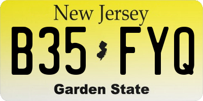 NJ license plate B35FYQ