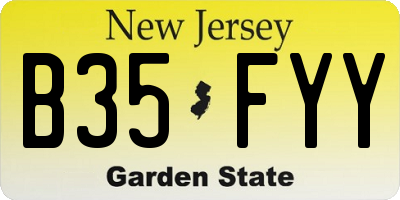 NJ license plate B35FYY