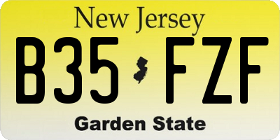 NJ license plate B35FZF