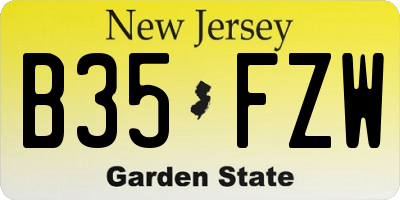NJ license plate B35FZW